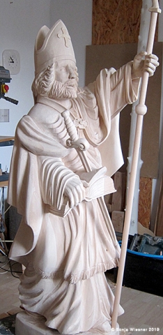 Heiliger Bonifatius, unbemalt, Ahorn, ca. 150cm